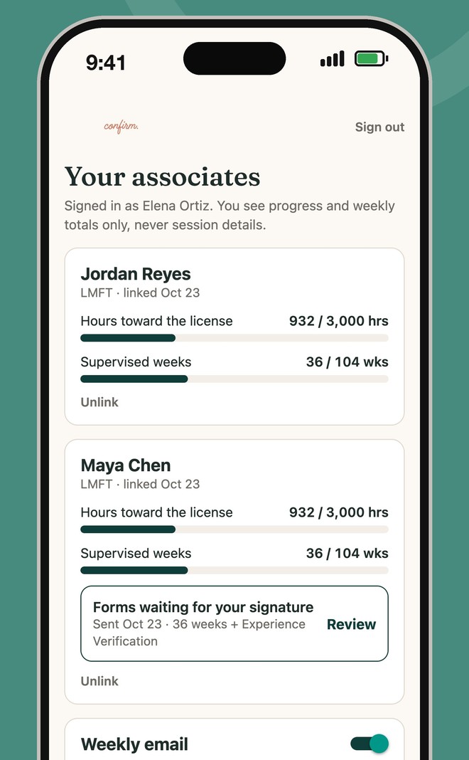 Supervisor home in Confirm