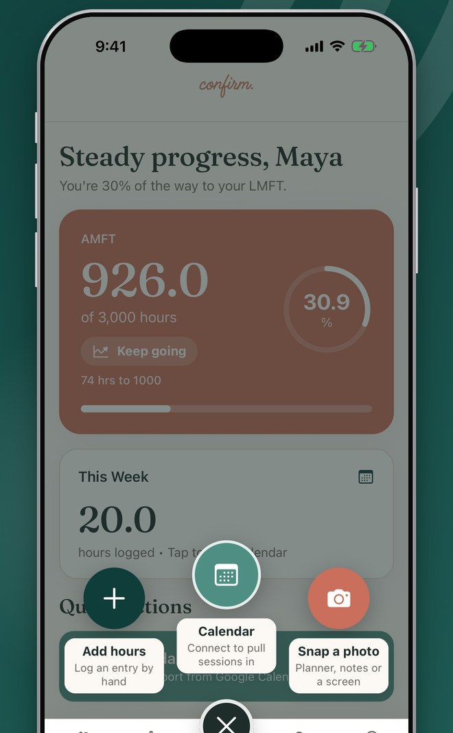 Adding hours in Confirm: by hand, from the calendar, or by photo
